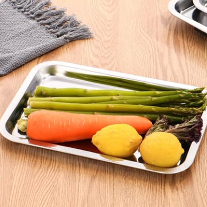 LIFKOME 4pcs Stainless Steel Plates for Boys and Girls Boy Girl Lunch Tray Suction Dish for Camping Home Use