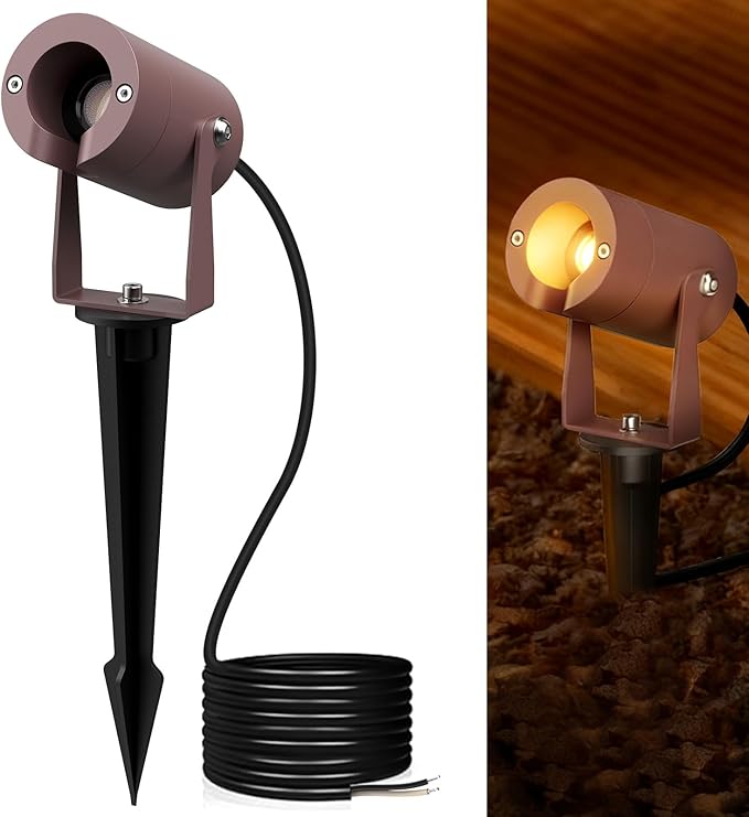 Low Voltage LED Landscape Spotlight 3W 12V AC/DC Outdoor Landscape Spotlights Waterproof for Garden Yard Pathway Up Lighting Heavy Duty Light Fixture 95Ra 3000K Uplighting Outdoor Brown