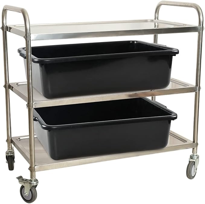 4-Pack 23 L Plastic Bus Box Black Commercial Food Grade Bus Tote Tub
