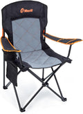 EMERIT Oversized Padded Camping Chair 350LB Heavy Duty Quad Fold Chair with Arms Collapsible Outdoor Chairs with Lumbar Back &amp Cup Holder