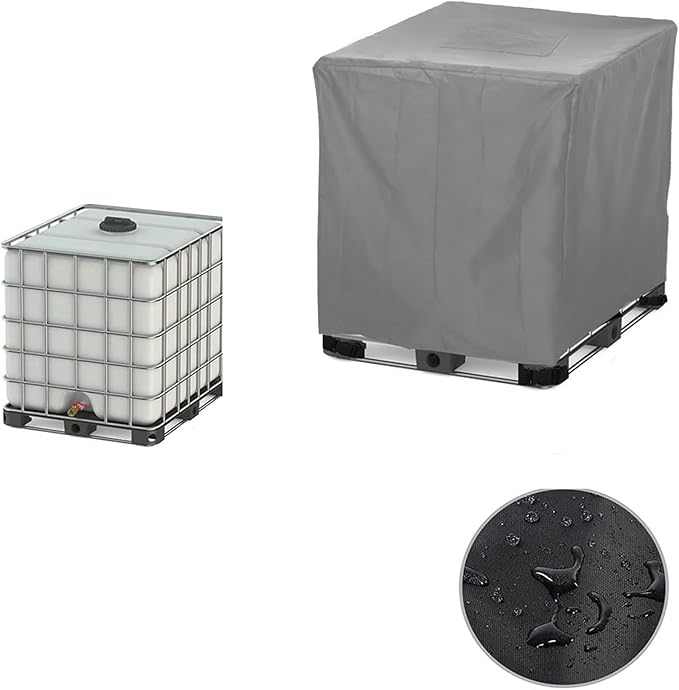 275-330 Gallon IBC Tote Cover IBC Tote Lid Heavy Duty Waterproof IBC Tote Lid Rain Barrel Cover Water Tank Cover Water Tote Cover IBC Cover(Gray550 Gallon)