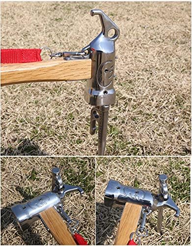 CAMPINGMOON Camping Hammer Peg Tent Stake Hammer Stainless Steel Built-in Pure Copper Head Wood Hand with Tent &amp Tarp Stake Remover C5