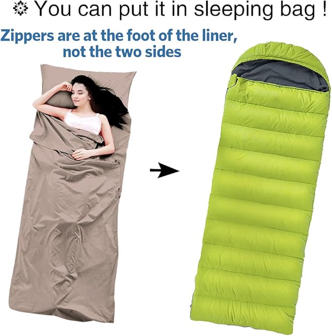 Sleeping Bag Liner Lightweight Portable Sleeping Sheet Dirt-Proof Compact Travel Camping Sheet for Outdoor Travel Hiking Hotels Picnics (Brown 83x63’’)