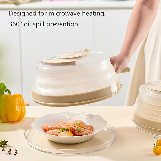 Nonflammable Compressible Microwave Cover Splatter Guard Lid with Ergonomic Grip for Food Freshness Microwave Foldable Cover