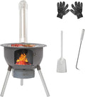 Multifunction Wood Burning Stove With Grill Rack Camping Wood Stove Large Charcoal Grill With Grill Rack For Outdoor/Backyard Cooking Picnic And Barbecue. (Black-19in)