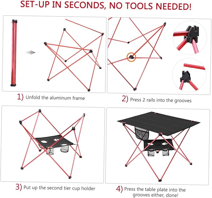 PRETYZOOM Portable Folding Camp Table Beach Tables for Sand Oxford Cloth for Camping Hiking Picnic