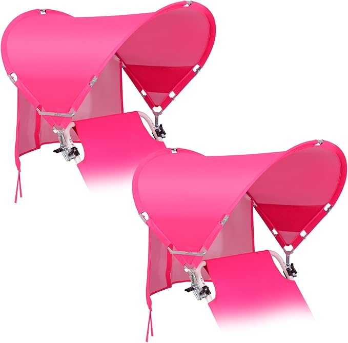 XL Universal Beach Chair Umbrella Canopy UPF 50+ Chair Sun Shade Attachment with Adjustable Clamp for Camping Lawn Wheelchair Tanning Zero Gravity Lounge Outdoor Chairs Oversized 2 Pack
