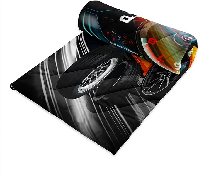Axolotl Racing Car Lightweight Travel BlanketCooling Car Camping BlanketBoys Extremly Gaming Packable Portable Outdoor BlanketDashboard Wheel Flag Travel Blanket for HikingTravelingCampingYellow