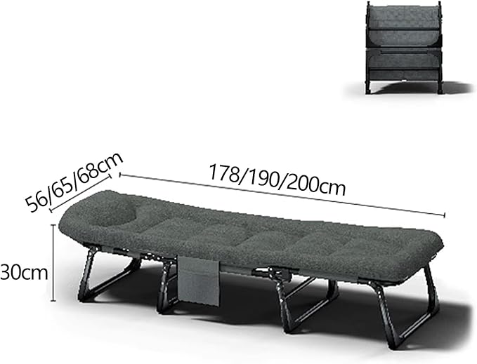 Guest Bed Foldable with Mattress Camping Cot Six Position Adjustable Backrest 8 Legged Support for Home Office Nap Beach Travel No Installation RequiredE-178 * 56 * 30cm