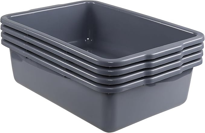 Rosebloom 35 L Plastic Commercial Bus Tub Gray Plastic Large Bus Box 4 Packs