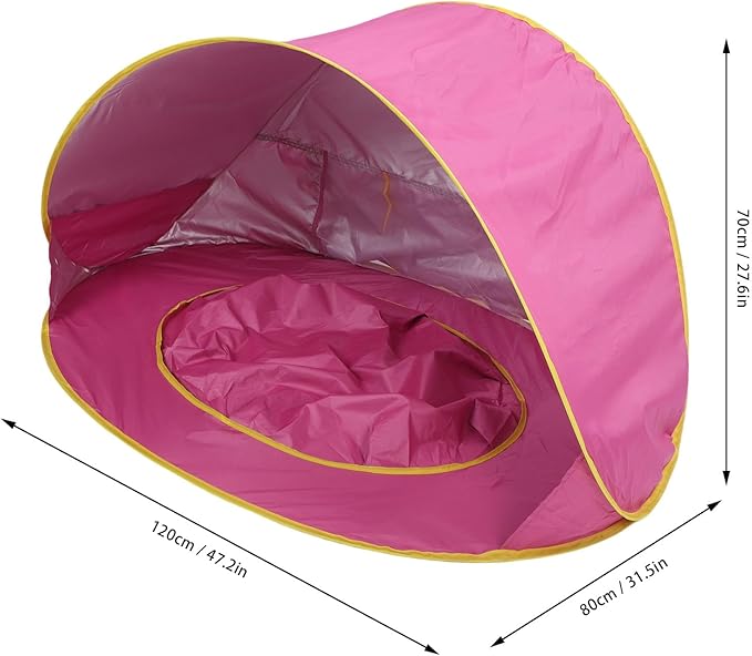 Pop Up Beach Tent Portable Sun Shelter with UPF50+ Protection and Built in Baby Pool Compact Foldable Beach Shade for Infant Outdoor Camping Beach Picnic (Pink)