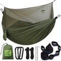 Miztli Camping Hammock with Net and Rain Fly Portable Lightweight Outdoor Hammock Tree Travel Backpacking Hammock Tent with 20Ft(Total) Tree Straps Perfect for Camping Hiking Yard Adventure Survival