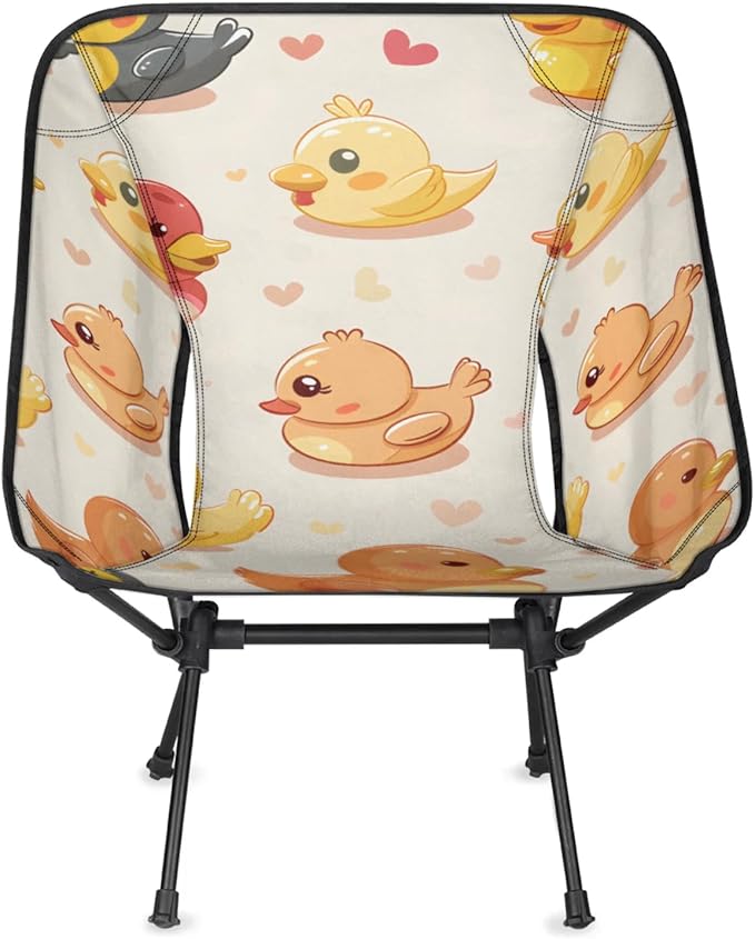 Honeybaby Folding Camping Chair Cute Duck Print Camping Chairs Lightweight Portable Chair Outdoor Foldable Chairs for Camping Travel Picnic Beach Hiking