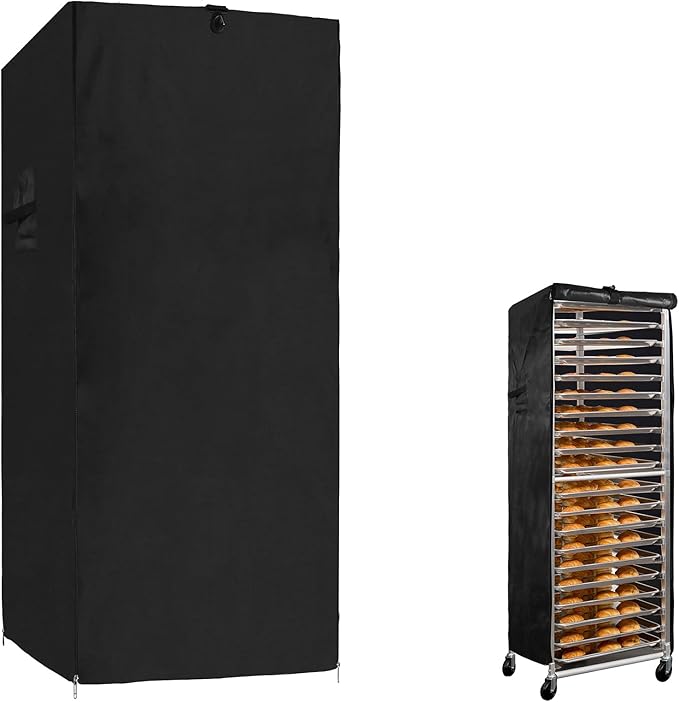 WOMACO Sheet Pan/Bun Pan Rack Cover Waterproof Bread Rack Cover with Vents &amp Convenient Handles 20-Tier Bakery Rack Covers with Zippers (20-Tier (23 W x 28 D x 61 H))