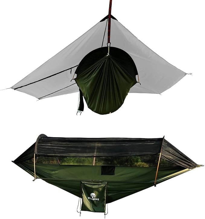 WintMing Hammock with Mosquito Net and Rain Fly Cover 3 in 1 Camping Hammock Tent 440lbs Load