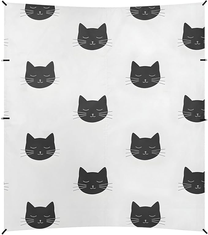 ALAZA Cat Black Kitten Beach Tent Sun Shelter UPF50+ Protection Beach Shade Canopy w/ 4 Sandbags for Outdoor Camping Fishing Backyard Fun Picnic 10x9 ft