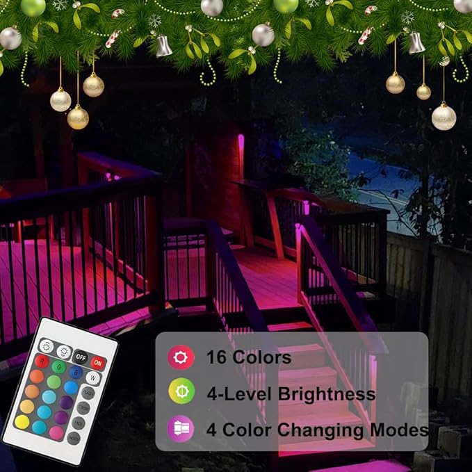 Low Voltage LED Deck Lights Color Changing 2W 12-24VAC/DC Replaceable RGBW G4 LED Bulb for Christmas Low Voltage Deck Lighting 2-Count with Waterproof Connectors