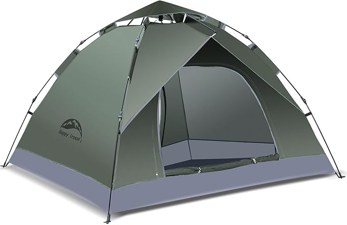 Happy Travel 1/2/3/4 Person Camping Tent Instant Easy Pop Up Tents for CampingAutomatic Waterproof Family Camping Tent Easy Set Up TentPortable Windproof Dome Tent for Camping Hiking &amp Traveli