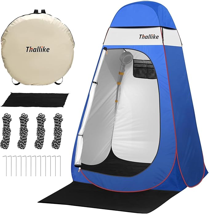 Upgrade Pop Up Privacy Shower Tent Portable Camping Shower Tent Camping Toilet Changing Room with Rain Shelter &amp Extended Floor Mat