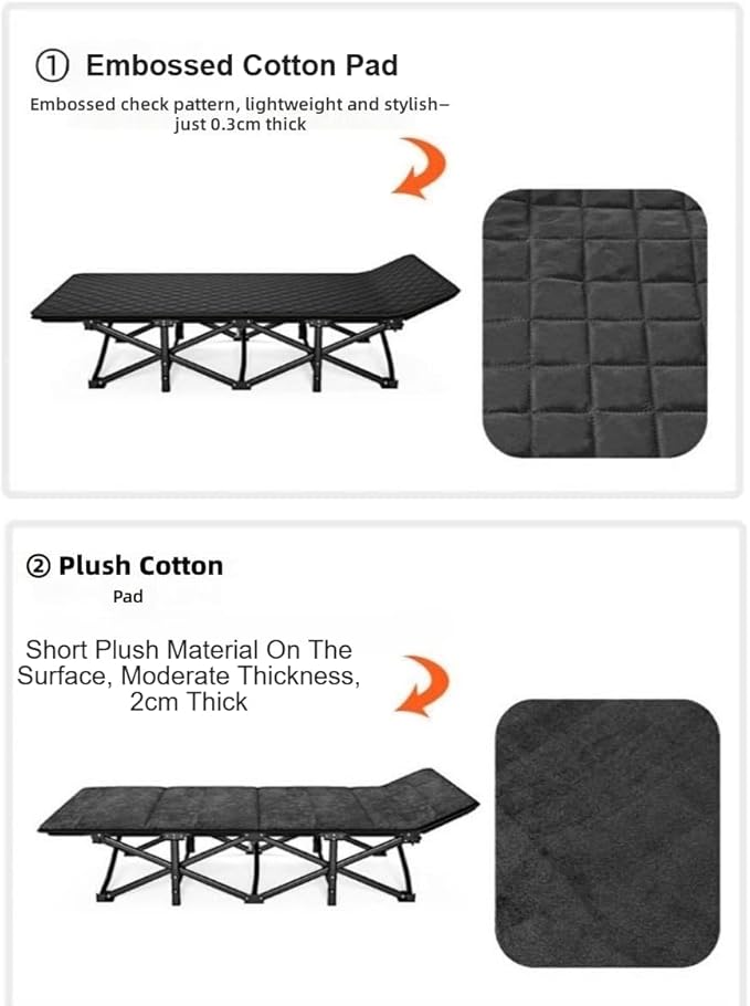 Folding Cot Lounge Chair with Removable Cushion Portable Heavy Duty Adjustable Pillow Reclining Compact Design for Outdoor Beach Camping Patio Garden