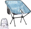 Custom Camping Chair Personalized Portable Backpacking Chair with Name Lightweight Folding Chair for Beach Hiking Light Blue