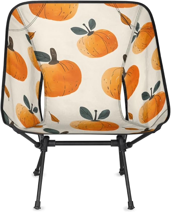 Honeybaby Folding Camping Chair Cute Pumpkin Print Camping Chairs Lightweight Portable Chair Outdoor Foldable Chairs for Camping Travel Picnic Beach Hiking