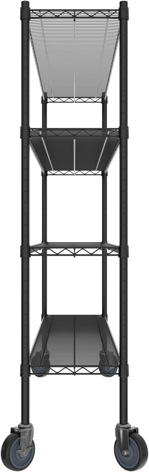Commercial NSF Listed Black Epoxy Mobile Wire Shelving Kit 14 x 72 x 60 with 4 Shelves Perfect for Warehouse Walk-in Refrigerator Freezer Grocery Store Restaurant Dishroom