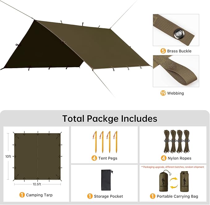 Free Soldier Waterproof Portable Tarp Multifunctional Outdoor Camping Traveling Awning Backpacking Tarp shelter Rain Tarp
