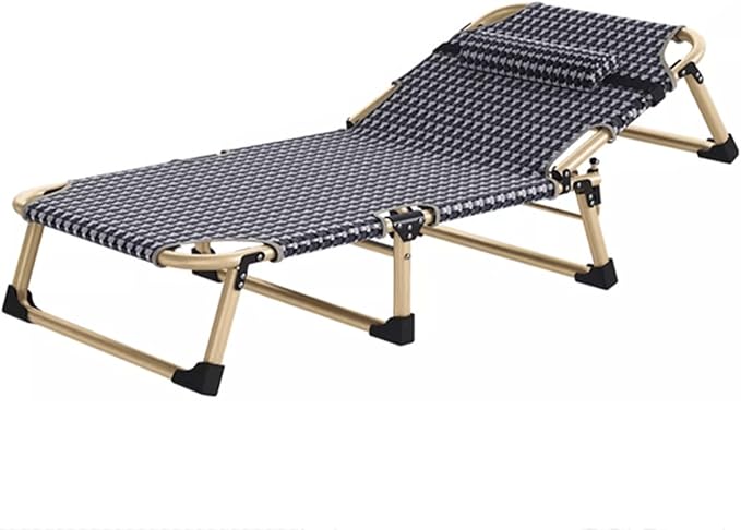 Portable Steel Foldable Camping Bed with Pillow Height Adjustable Folding Guest Bed Portable Camping Cot for Outdoor Office Comfortable