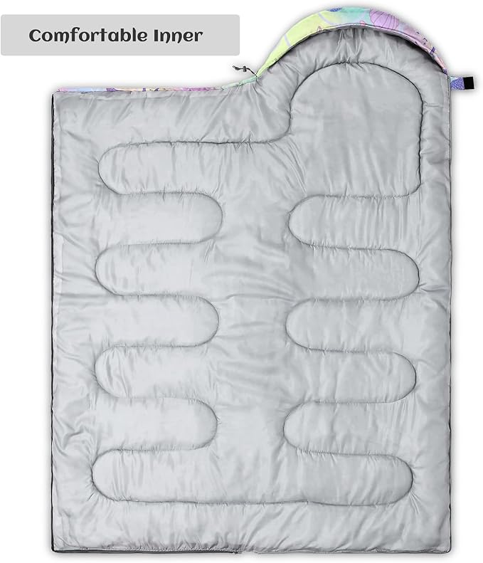 Sleeping Bags for Adults Youth Kids3D Printing Camping Sleeping Bag for Girls Boys Lightweight Waterproof Cold/Warm Weather Sleeping Bag for 3 Seasons