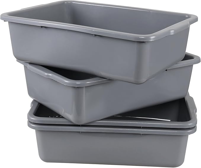 4 Pack 32 L Large Bus Tubs Commercial Bus Tray/Dish Tub/Washing Tubs Grey