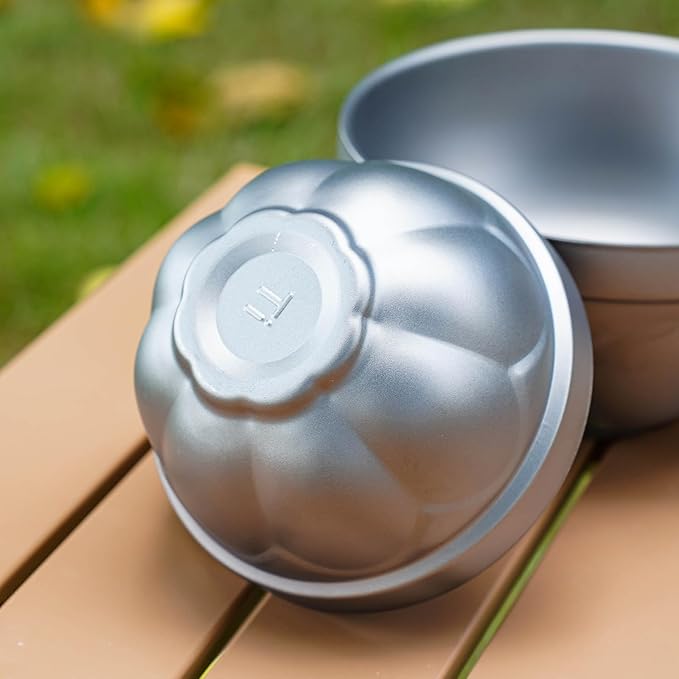500ml Titanium Double Wall Bowl Ultralight Unbreakable Camping Tableware for Outdoor Hiking Picnic Backpacking Dishwasher Safe (Lotus Bowl)