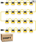 200FT Construction LED String Lights Industrial Grade Best for Construction Sites Renovation Patio Mine cave Outdoor and Other Outdoor Lighting Solutions Use with Hook (200FT -20 Lights)