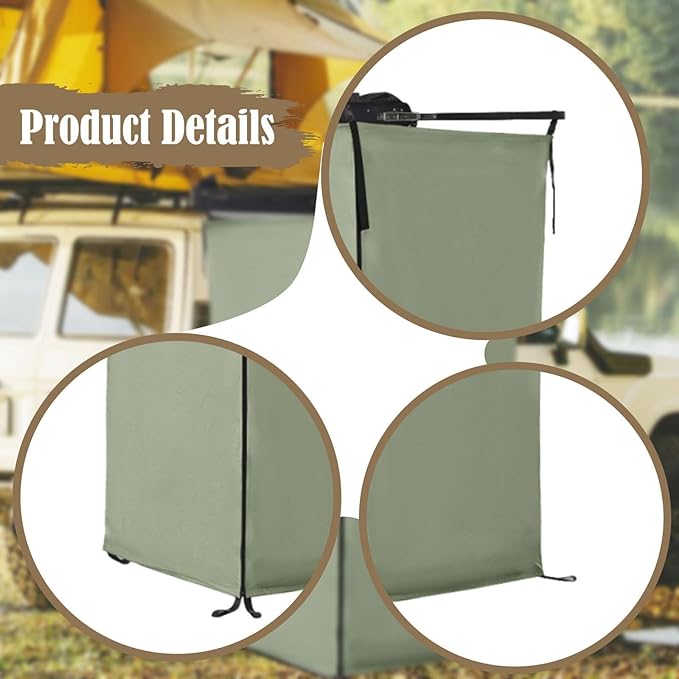 Vehicle Side Shower Tent Shower Room Toilet Stall Restroom Privacy Shelter Bathroom for Van Automotive Outside Beach Travel Dark Green
