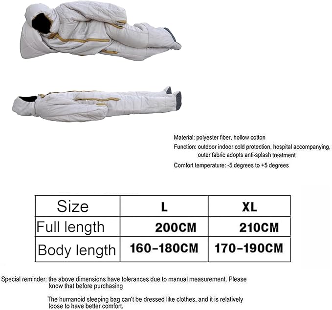Adults Wearable Sleeping Bag Humanoid Sleeping Bag Indoor Outdoor Full Body Sleeping Bag for CampingTraveling Hammocks Hiking Backpacking Lounging