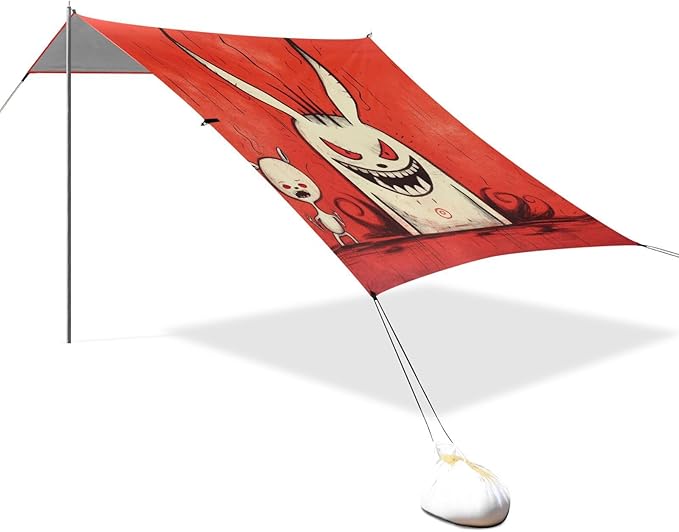 Beach Tent Sun Shelter Gothic Devil Rabbit Lightweight &amp Easy Setup Beach Shade Canopy for Camping Fishing