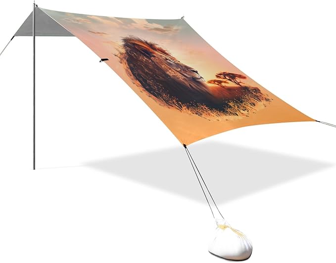 Camping Sun Shelters Lion Staring Far Beach Canopy 126 * 110.2in