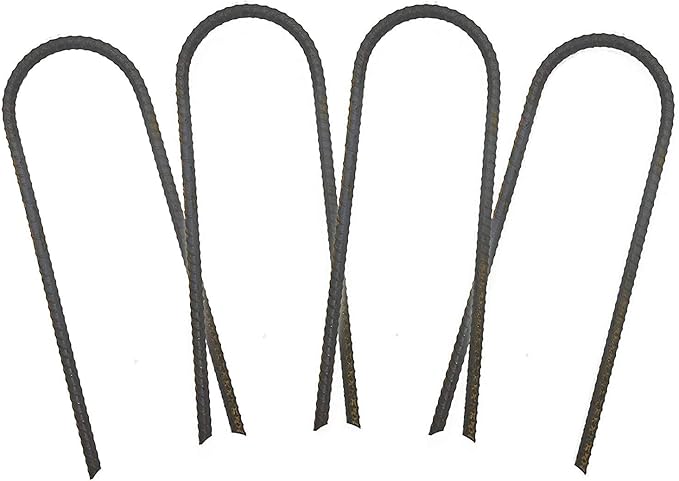 USA Made - (4-Piece Set) Trampoline Wind Stakes 0.375 Inch Heavy Duty Stake Safety Ground Anchor Non-Galvanized Steel Rebar Wind Stakes