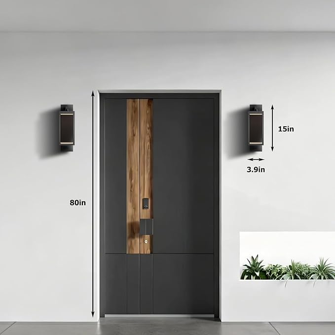 Dusk to Dawn Outdoor Wall Light 15 inch Exterior Light Fixture Wall Mount for House Front Porch LightAnti-Rust Aluminium Exterior Wall Sconce Lamp with Tempered Glass for Doorway Garage