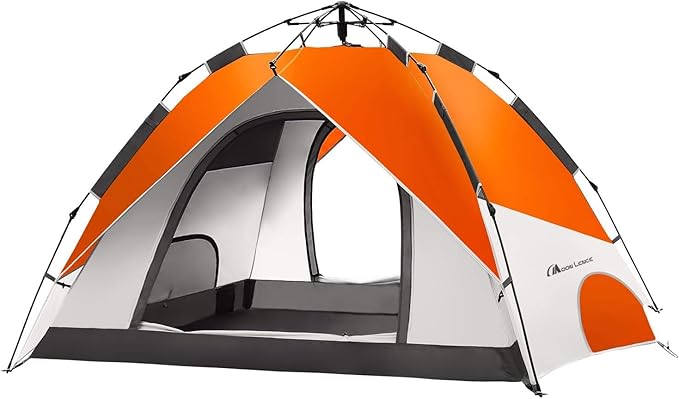 MOON LENCE Pop Up Tent 3-4 Person 60s Instant Setup Camping Tent with 2 Doors Water-Resistant &amp Windproof Dome Tent for Car Camping Backyard Traveling