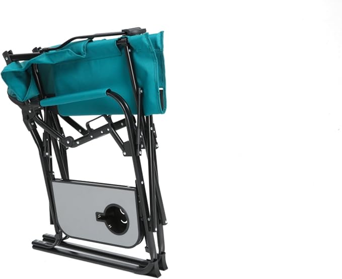 Heavy Duty Oversized Camping Director Chair with Side Table Built-in Cup Holder Folding Steel Frame for Outdoor Activities Beach Garden Tailgating Camping Lawn and Picnic (Blue)