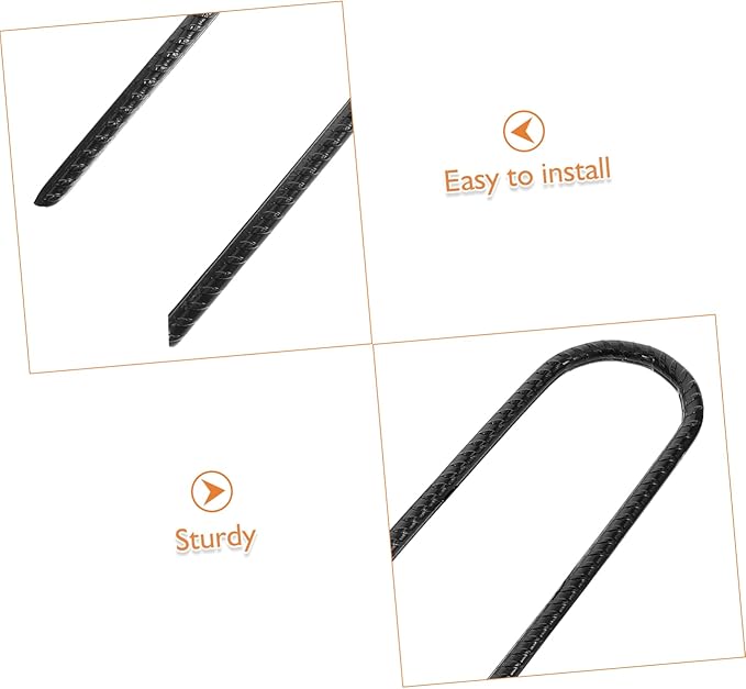 4pcs Heavy Duty Steel Tent Stakes U Shaped Garden Anchors for Camping Landscape Trampolines Durable Ground Staples with Sharp Tips Black
