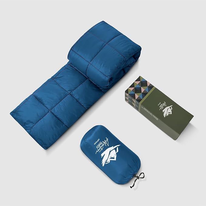 Mini Camping BlanketLightweight Puffy Blanket Packable Down Alternative Throw Blanket Waterproof Windproof for Outdoors Travel Beach Airplane Hiking