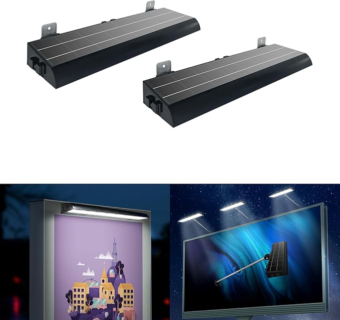 Solar Sign Lights Outdoor 464 led 1200 Lumen Dual Solar Sign Light 8000 mAh Billboard Lighting for Bussiness Commercial Real Estate Shop Bus Stop HOA Highway Signs