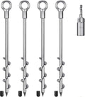 4 Pack Tent Stakes 12 Inch Heavy Duty Ground Anchors Fully Welded Spiral Earth Anchors for Camping Tents Trampolines Sheds Swing Sets Securing Animals