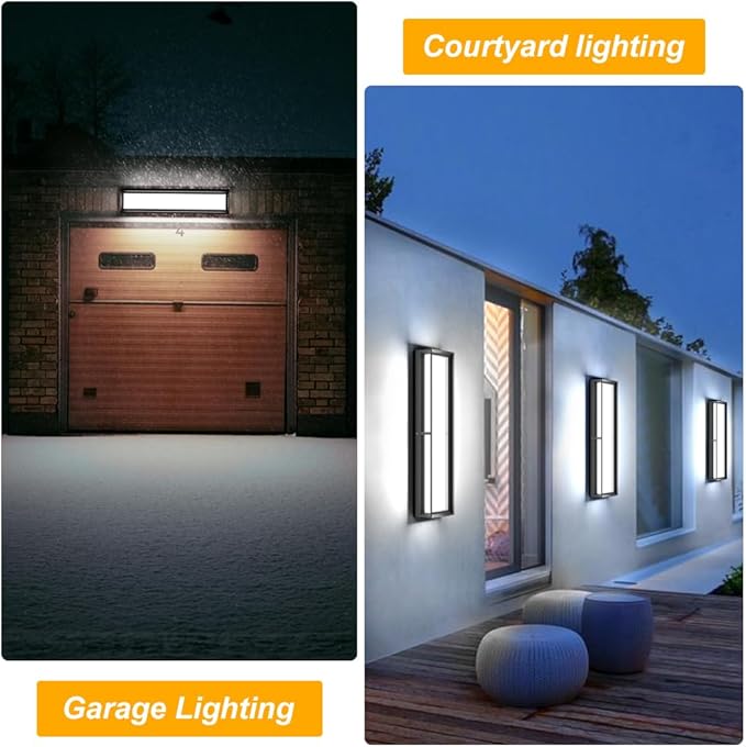 Sytmhoe Outdoor Wall Lights 23.6in 10%-100% Dimmable 6000K LED Modern Patio Wall Light Fixture Aluminum&ampPC Black Exterior Sconce Wall Mounted LightsSuitable for Garage Courtyard House(6000K)