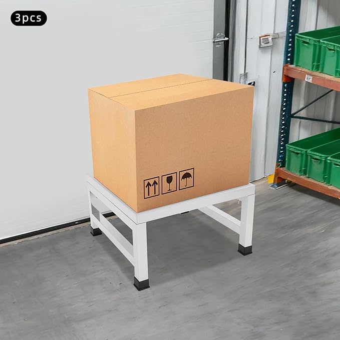 3 Pack Dunnage Rack 13.8''Lx 13.8''W x 7.8H Stainless Steel Dunnage Racks 1100 lbs Capacity Each Food Service Storage Racks Floor Rack for Warehouse Cooler Restaurant Kitchen &amp Garage