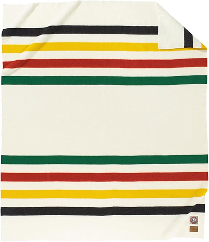 Pendleton National Park Blanket King 108 x 90 - 100% Wool Soft and Durable Throw for Home &amp Outdoor Adventures Iconic Park Stripes Collectible Keepsake - Glacier