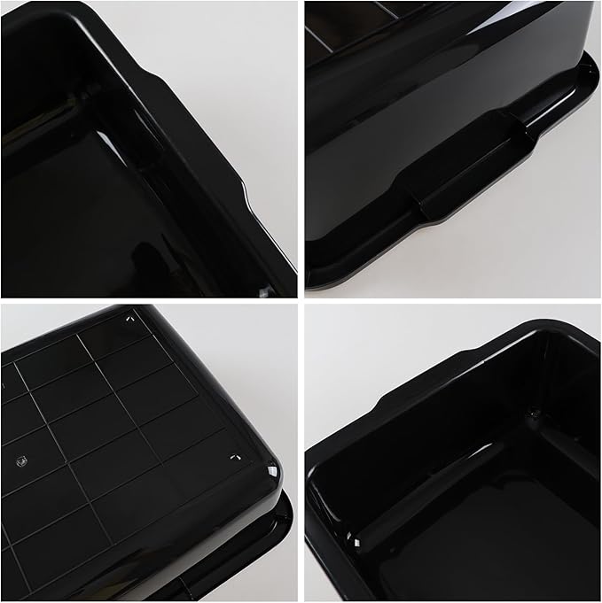Taysisiter 35 L Black Food Serving Bus Tub Plastic Large Bus Box 4 Packs