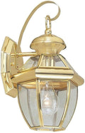 Livex Lighting 2051-02 Monterey 1 Light Outdoor Polished Brass Finish Solid Brass Wall Lantern with Clear Beveled Glass